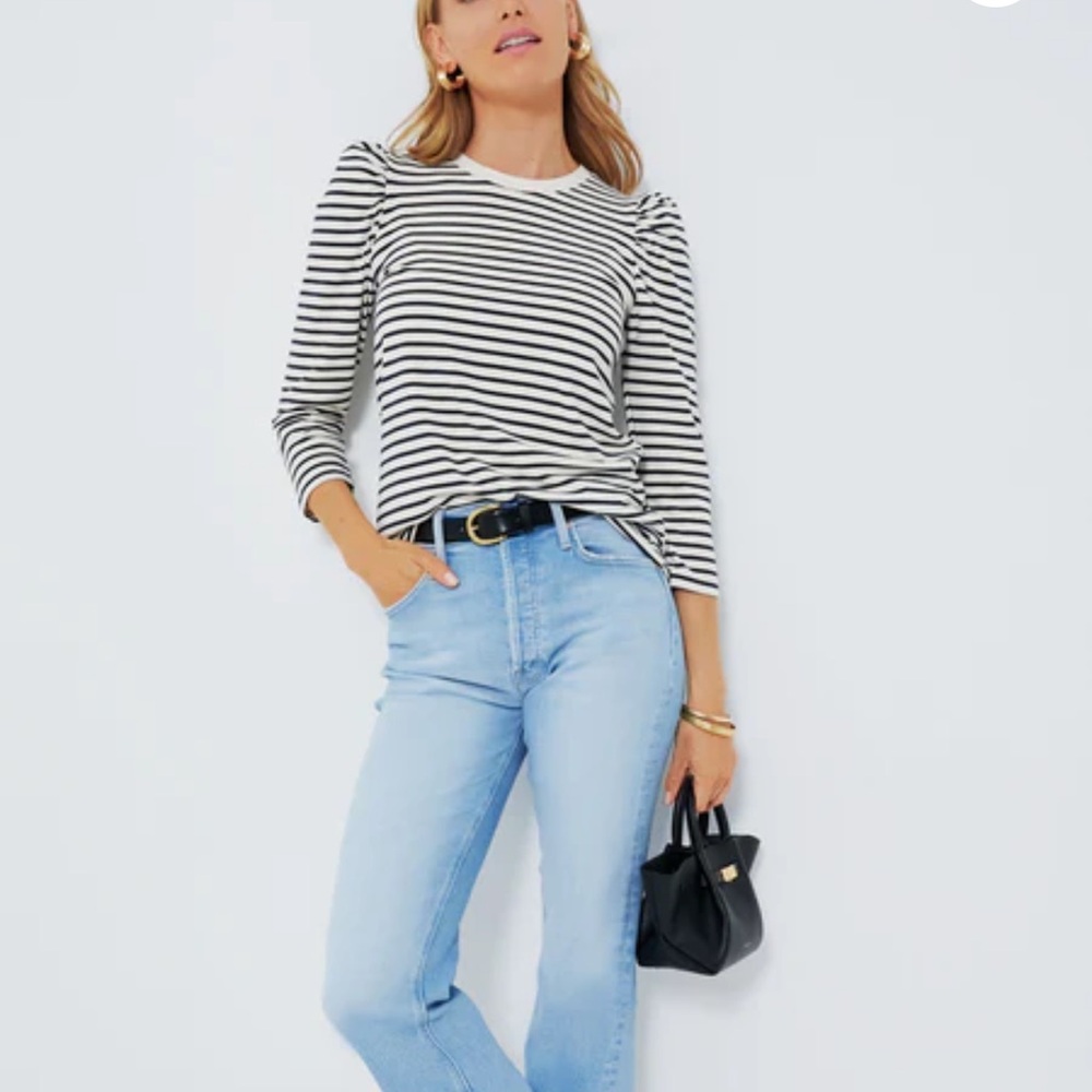 Tuckernuck Pomander Place Black and White Striped Long Sleeve Tee